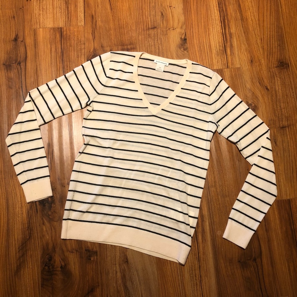 Club Monaco Black and White Striped Sweater